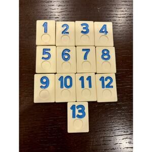Set of 13 Blue Rummy-O Rummikub Replacement Tiles